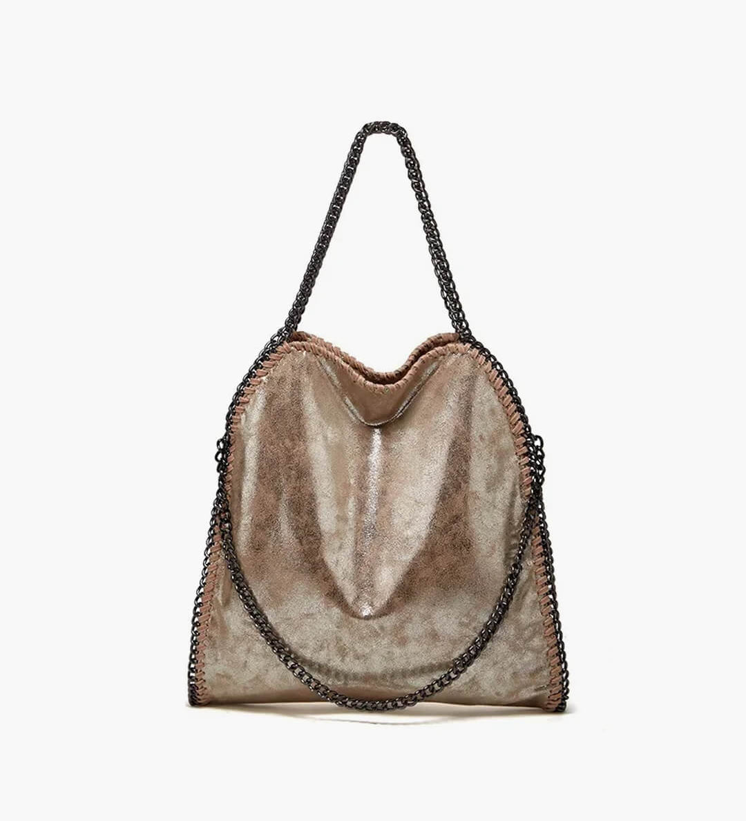 Large Tote Bag with Gold Chain Handle – Stylish Shoulder Handbag - in Gold | Arvea Bags