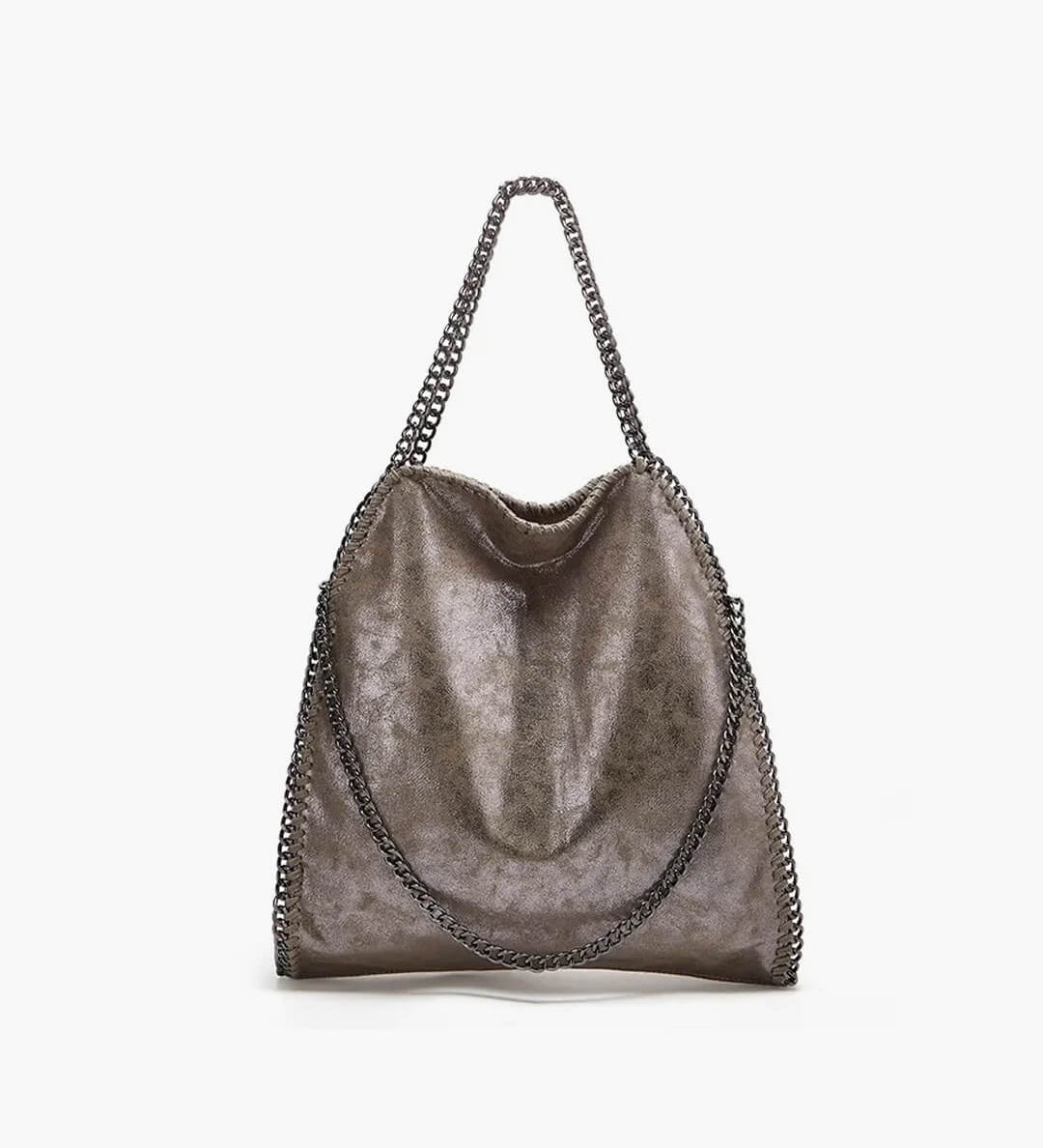 Large Tote Bag with Gold Chain Handle – Stylish Shoulder Handbag - in Gray | Arvea Bags