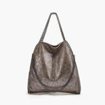 Large Tote Bag with Gold Chain Handle – Stylish Shoulder Handbag - in Gray | Arvea Bags