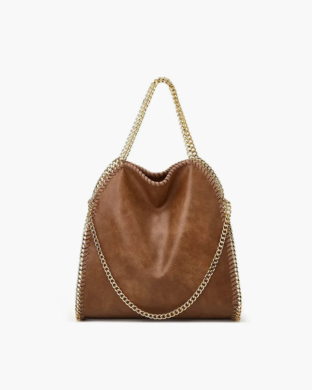 Large Tote Bag with Gold Chain Handle – Stylish Shoulder Handbag - in Light Brown | Arvea Bags