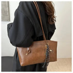 Large Vegan Leather Shoulder Bag – Stylish Everyday Handbag with Spacious Design - in Brown | Arvea Bags