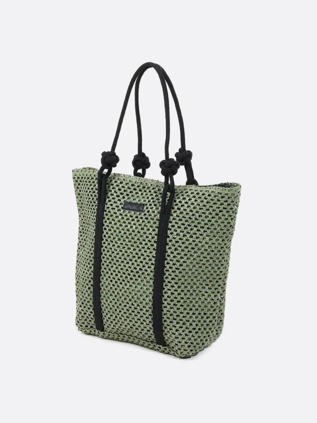 Large Woven Tote Bag with Rope Handles – Casual & Spacious Shopper - in Khaki | Arvea Bags