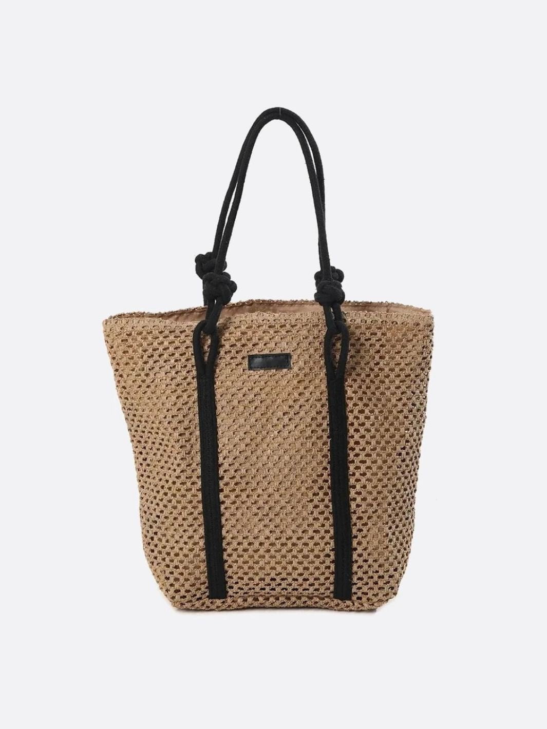 Large Woven Tote Bag with Rope Handles – Casual & Spacious Shopper - in Light Brown | Arvea Bags