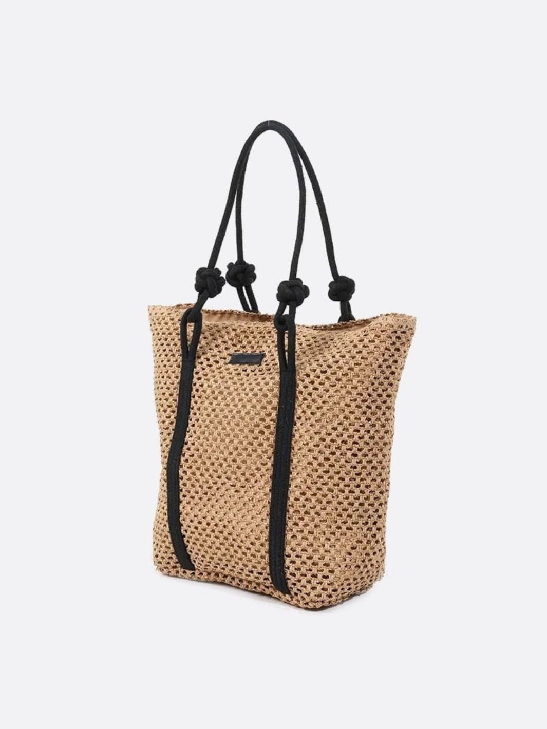 Large Woven Tote Bag with Rope Handles – Casual & Spacious Shopper - in Light Brown | Arvea Bags
