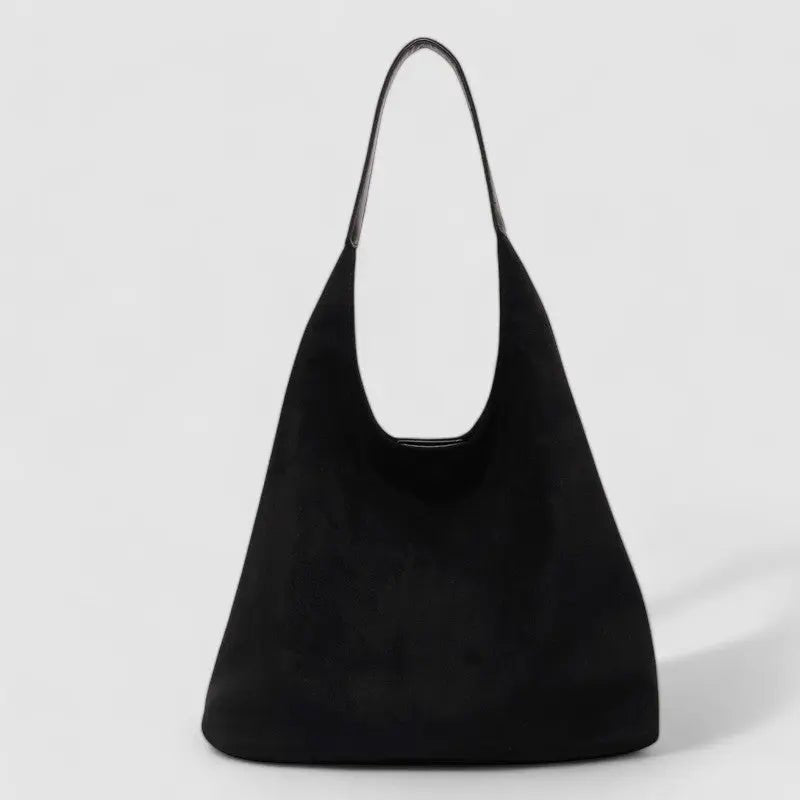 Lena | Minimalist Suede Hobo Bag – Effortless Elegance & Functionality - in Black | Arvea Bags