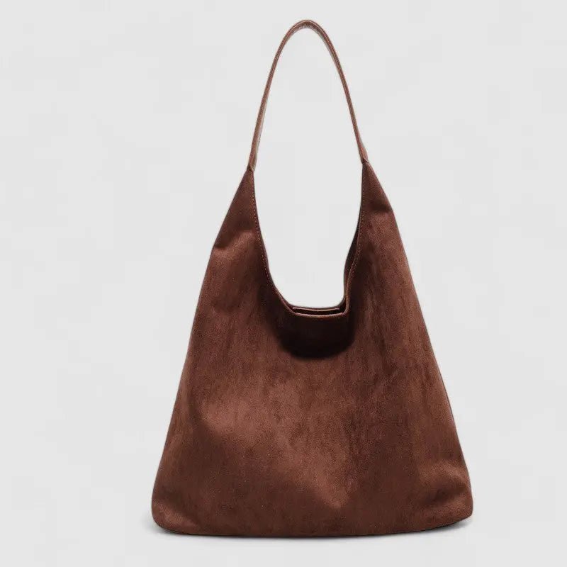 Lena | Minimalist Suede Hobo Bag – Effortless Elegance & Functionality - in Coffee | Arvea Bags