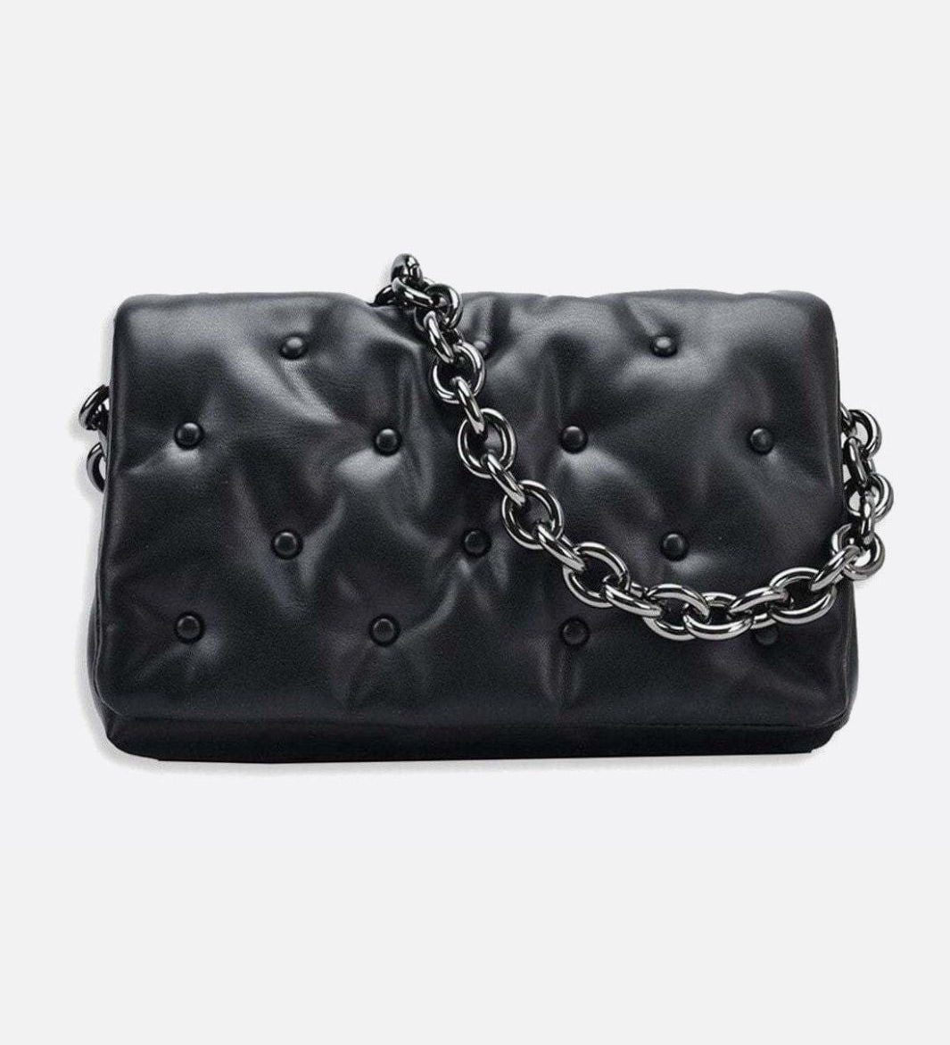 Lie Chic Black Quilted Bag with Chain Strap - in Black | Arvea Bags