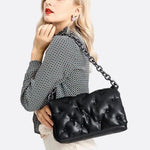 Lie Chic Black Quilted Bag with Chain Strap - in Black | Arvea Bags