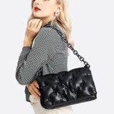 Lie Chic Black Quilted Bag with Chain Strap - in Black | Arvea Bags