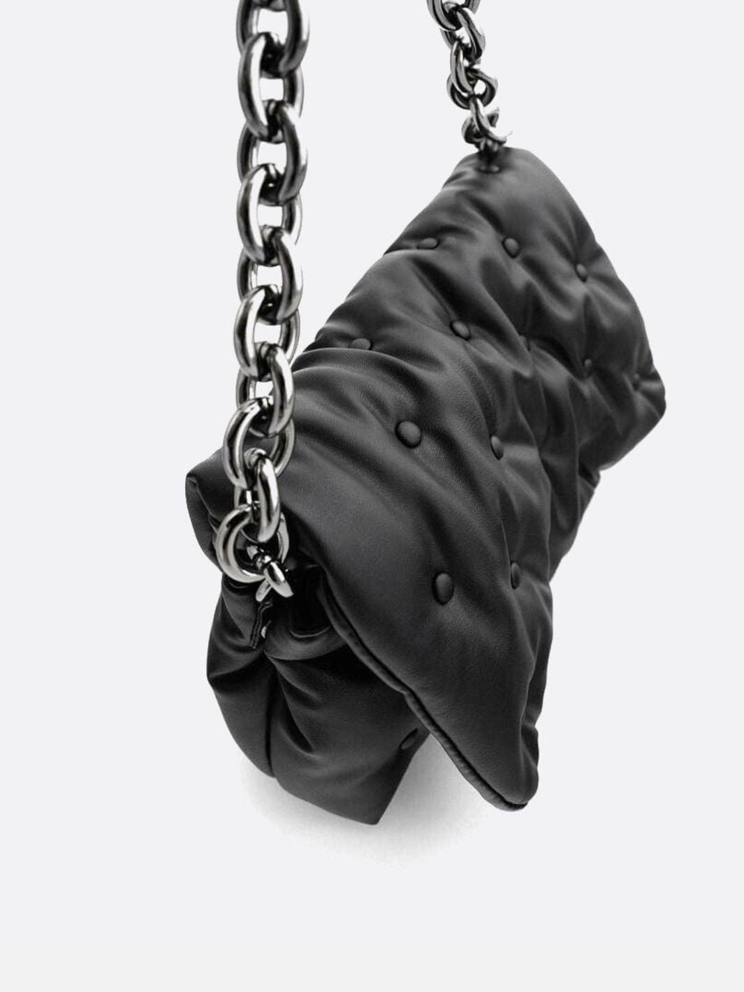 Lie Chic Black Quilted Bag with Chain Strap - in Black | Arvea Bags