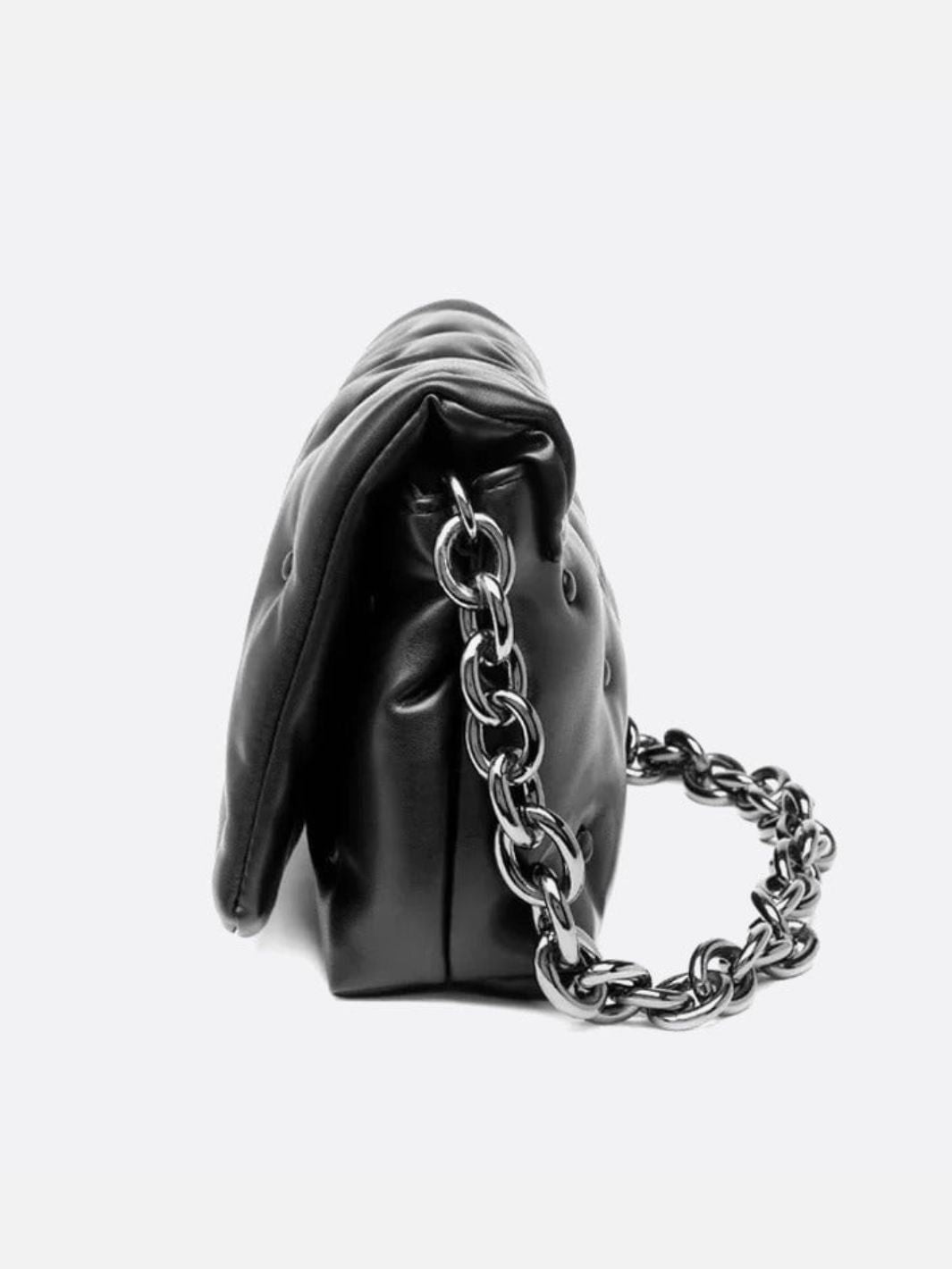 Lie Chic Black Quilted Bag with Chain Strap - in Black | Arvea Bags