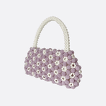 Lilac Beaded Flower Bag – Handcrafted Pastel Mini Purse - in Purple | Arvea Bags