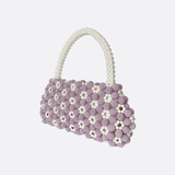 Lilac Beaded Flower Bag – Handcrafted Pastel Mini Purse - in Purple | Arvea Bags