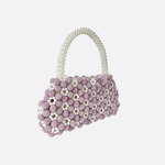 Lilac Beaded Flower Bag – Handcrafted Pastel Mini Purse - in Purple | Arvea Bags