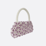 Lilac Beaded Flower Bag – Handcrafted Pastel Mini Purse - in Purple | Arvea Bags