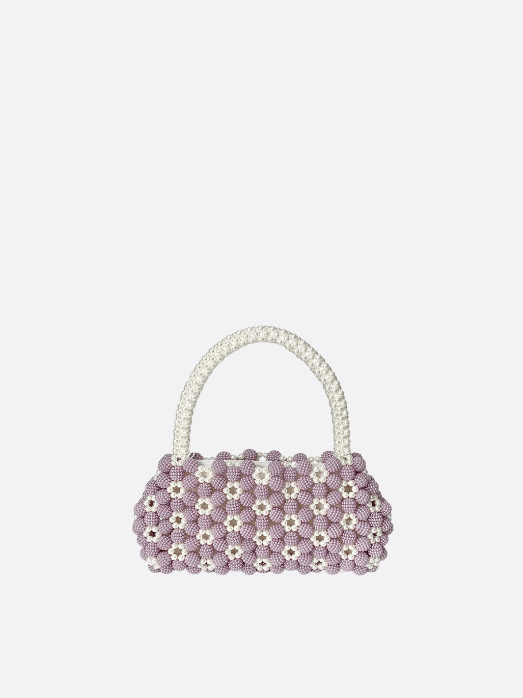 Lilac Beaded Flower Bag – Handcrafted Pastel Mini Purse - in Purple | Arvea Bags