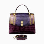 Lilly Iridescent Python & Croc - Embossed Top Handle Bag – Luxury Statement Satchel for Women - in Purple | Arvea Bags