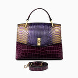 Lilly Iridescent Python & Croc - Embossed Top Handle Bag – Luxury Statement Satchel for Women - in Purple | Arvea Bags