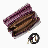 Lilly Iridescent Python & Croc - Embossed Top Handle Bag – Luxury Statement Satchel for Women - in Purple | Arvea Bags