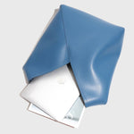 Lilly | Slouchy Shoulder Bag – Sculpted Vegan Leather Hobo with Woven Handle - in Blue | Arvea Bags