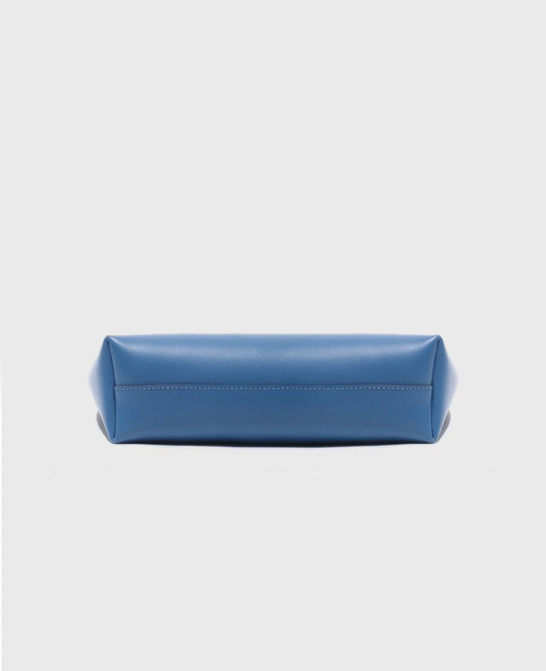 Lilly | Slouchy Shoulder Bag – Sculpted Vegan Leather Hobo with Woven Handle - in Blue | Arvea Bags
