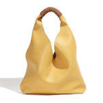 Lilly | Slouchy Shoulder Bag – Sculpted Vegan Leather Hobo with Woven Handle - in Blue | Arvea Bags