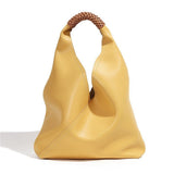 Lilly | Slouchy Shoulder Bag – Sculpted Vegan Leather Hobo with Woven Handle - in Blue | Arvea Bags