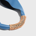 Lilly | Slouchy Shoulder Bag – Sculpted Vegan Leather Hobo with Woven Handle - in Blue | Arvea Bags