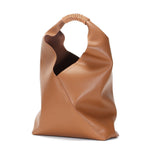 Lilly | Slouchy Shoulder Bag – Sculpted Vegan Leather Hobo with Woven Handle - in Caramel | Arvea Bags