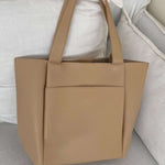Lilly Structured Vegan Leather Tote – Simple, Sleek & Spacious - in Beige | Arvea Bags