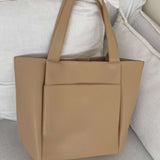 Lilly Structured Vegan Leather Tote – Simple, Sleek & Spacious - in Beige | Arvea Bags
