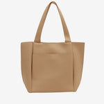 Lilly Structured Vegan Leather Tote – Simple, Sleek & Spacious - in Beige | Arvea Bags
