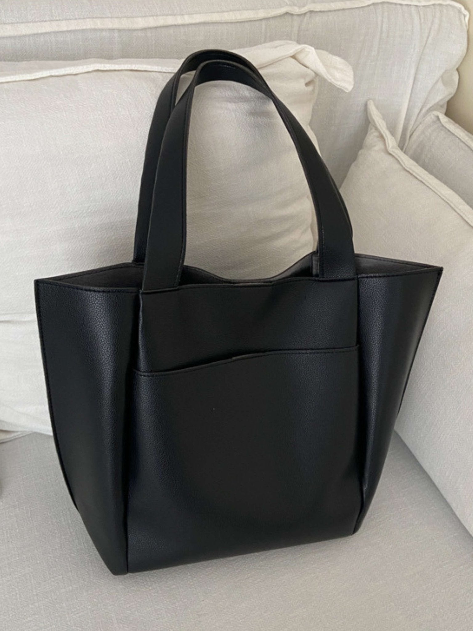 Lilly Structured Vegan Leather Tote – Simple, Sleek & Spacious - in Black | Arvea Bags