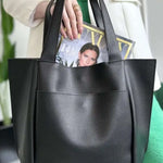 Lilly Structured Vegan Leather Tote – Simple, Sleek & Spacious - in Black | Arvea Bags
