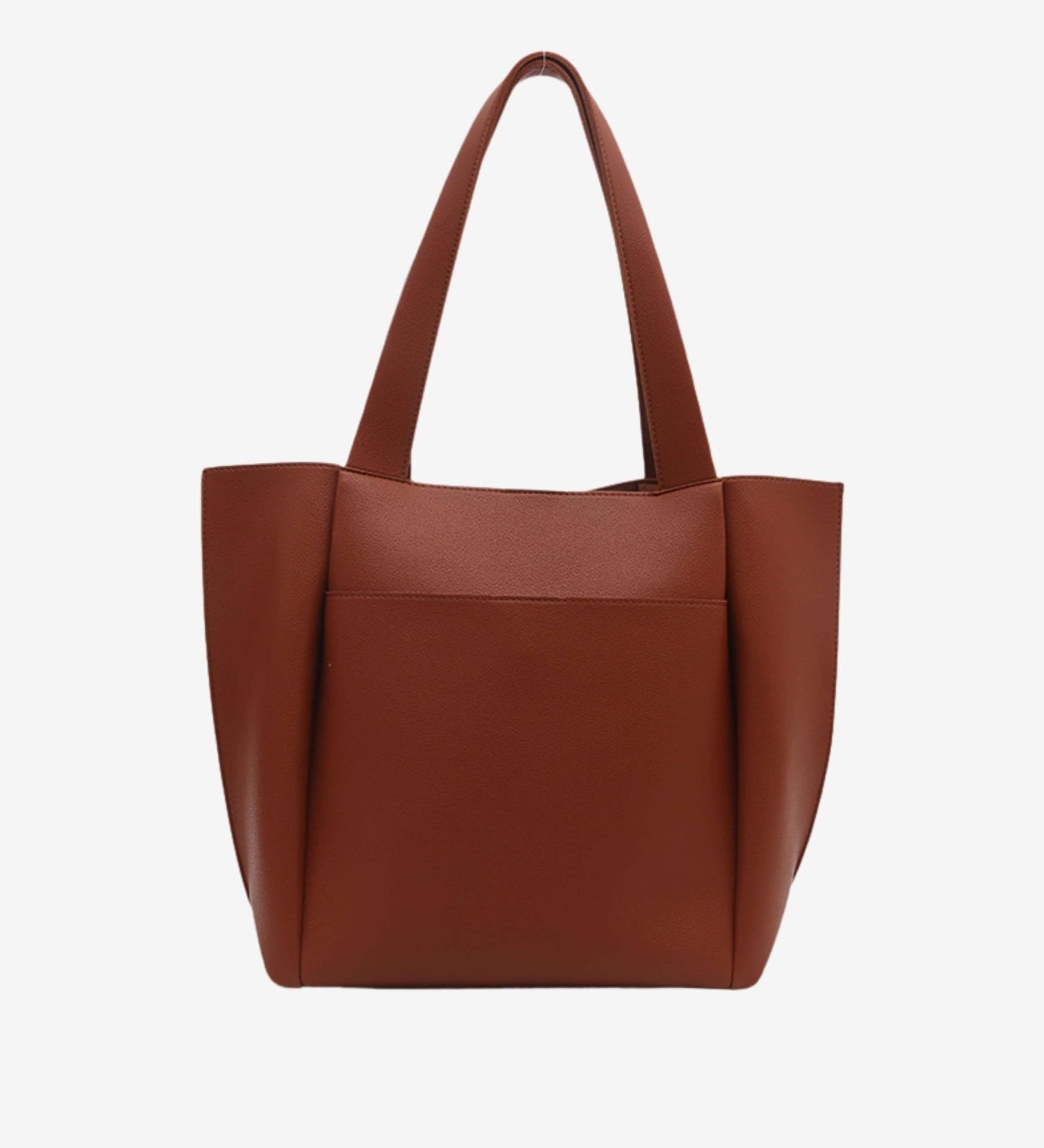 Lilly Structured Vegan Leather Tote – Simple, Sleek & Spacious - in Classic Brown | Arvea Bags