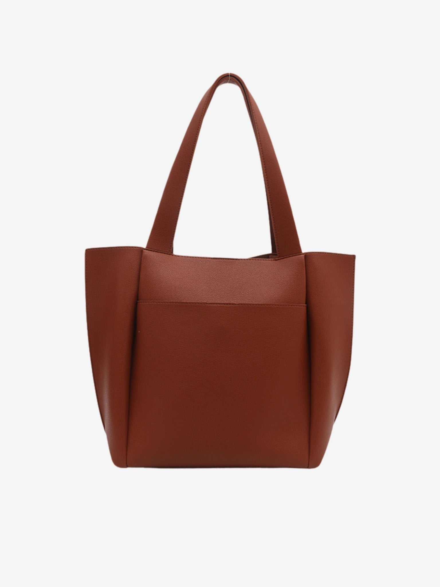 Lilly Structured Vegan Leather Tote – Simple, Sleek & Spacious - in Classic Brown | Arvea Bags