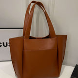 Lilly Structured Vegan Leather Tote – Simple, Sleek & Spacious - in Classic Brown | Arvea Bags