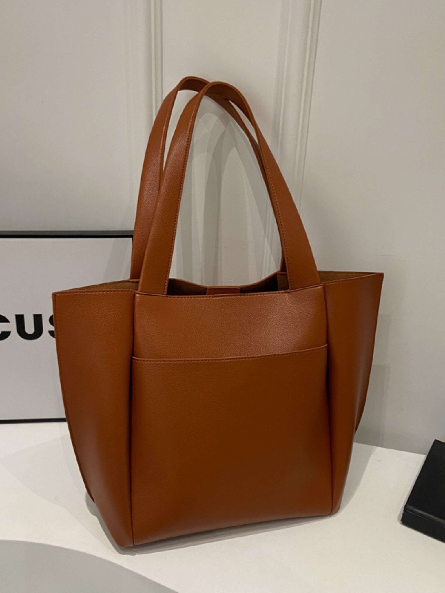 Lilly Structured Vegan Leather Tote – Simple, Sleek & Spacious - in Classic Brown | Arvea Bags