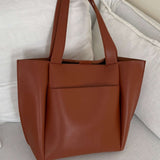 Lilly Structured Vegan Leather Tote – Simple, Sleek & Spacious - in Classic Brown | Arvea Bags