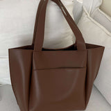Lilly Structured Vegan Leather Tote – Simple, Sleek & Spacious - in Dark Brown | Arvea Bags