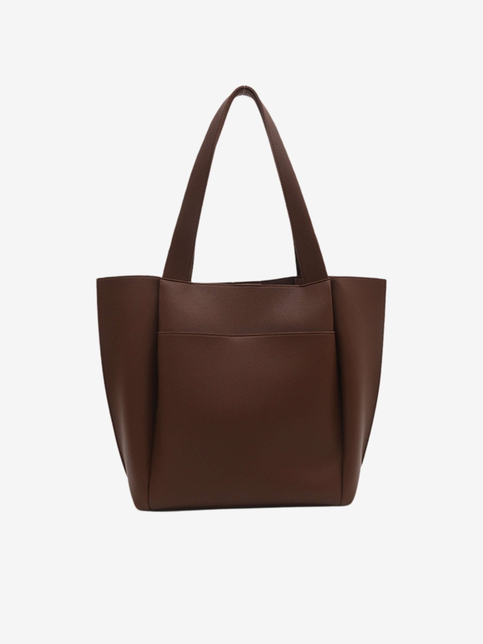 Lilly Structured Vegan Leather Tote – Simple, Sleek & Spacious - in Dark Brown | Arvea Bags