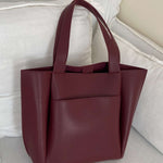 Lilly Structured Vegan Leather Tote – Simple, Sleek & Spacious - in Wine Red | Arvea Bags