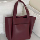 Lilly Structured Vegan Leather Tote – Simple, Sleek & Spacious - in Wine Red | Arvea Bags