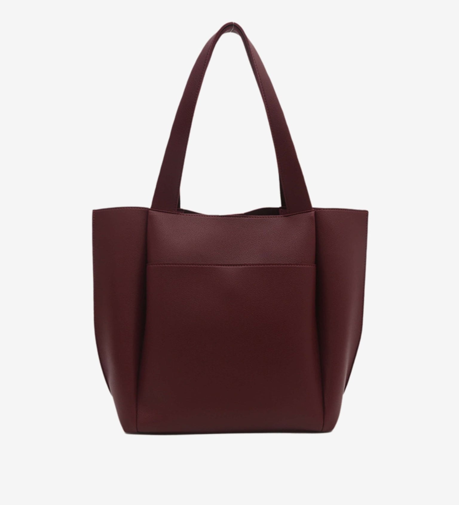 Lilly Structured Vegan Leather Tote – Simple, Sleek & Spacious - in Wine Red | Arvea Bags