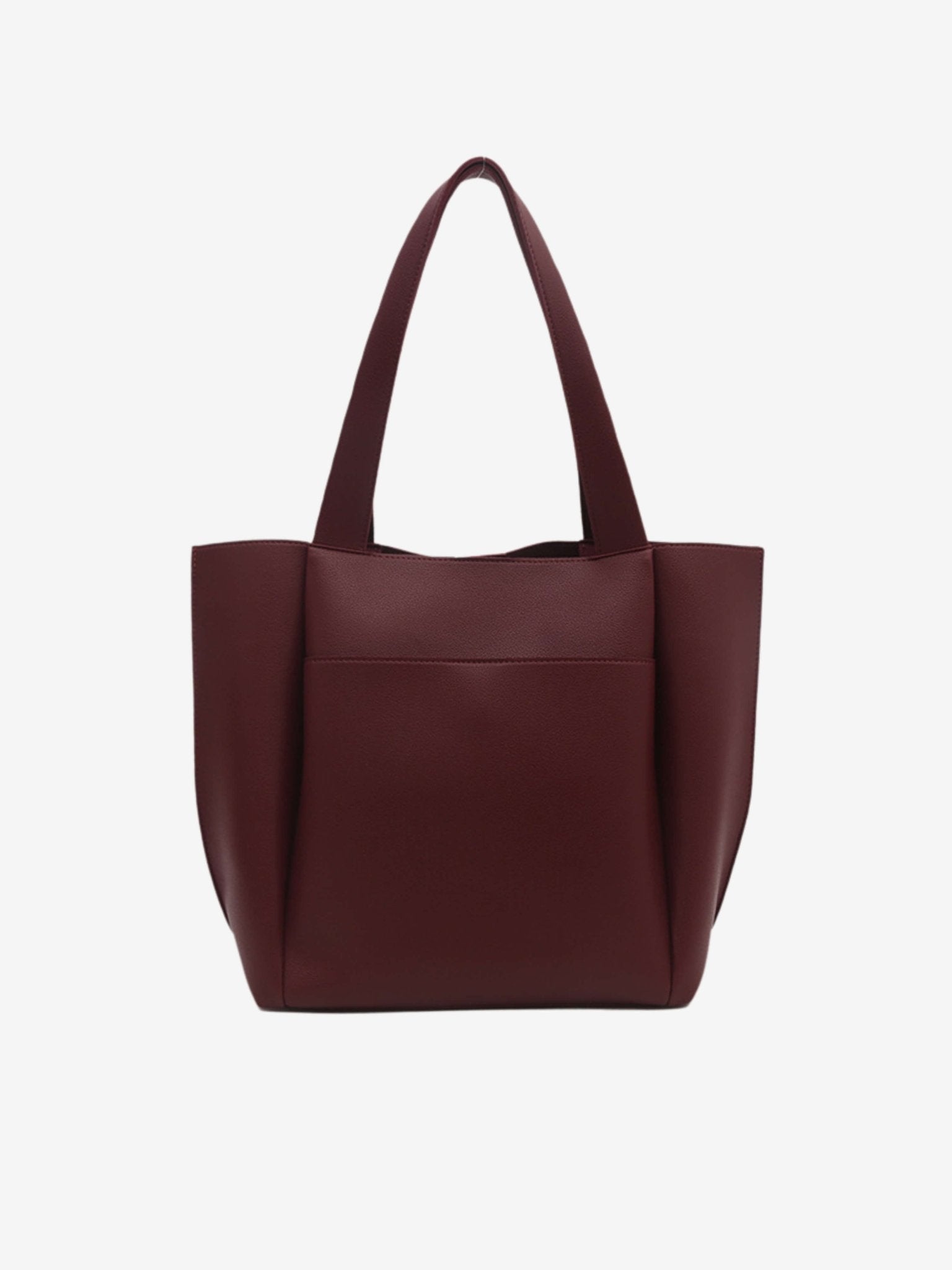 Lilly Structured Vegan Leather Tote – Simple, Sleek & Spacious - in Wine Red | Arvea Bags