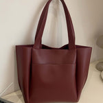 Lilly Structured Vegan Leather Tote – Simple, Sleek & Spacious - in Wine Red | Arvea Bags