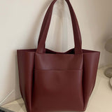 Lilly Structured Vegan Leather Tote – Simple, Sleek & Spacious - in Wine Red | Arvea Bags