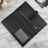 Lily | Black Pebbled Leather Wallet – Timeless Elegance & Functionality - in Black | Arvea Bags