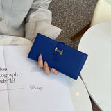 Lily | Black Pebbled Leather Wallet – Timeless Elegance & Functionality - in Blue | Arvea Bags