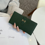 Lily | Black Pebbled Leather Wallet – Timeless Elegance & Functionality - in Dark Green | Arvea Bags